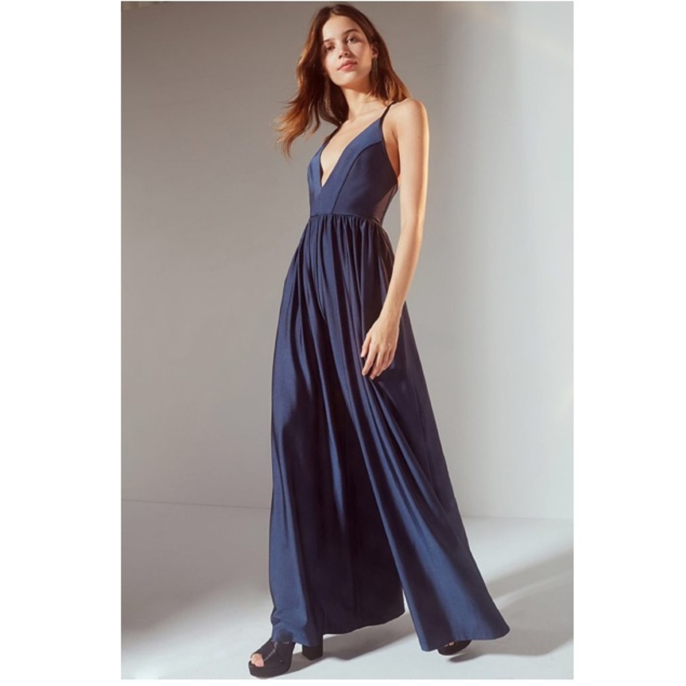 Urban Outfitters Gia Plunging Shimmer Jumpsuit